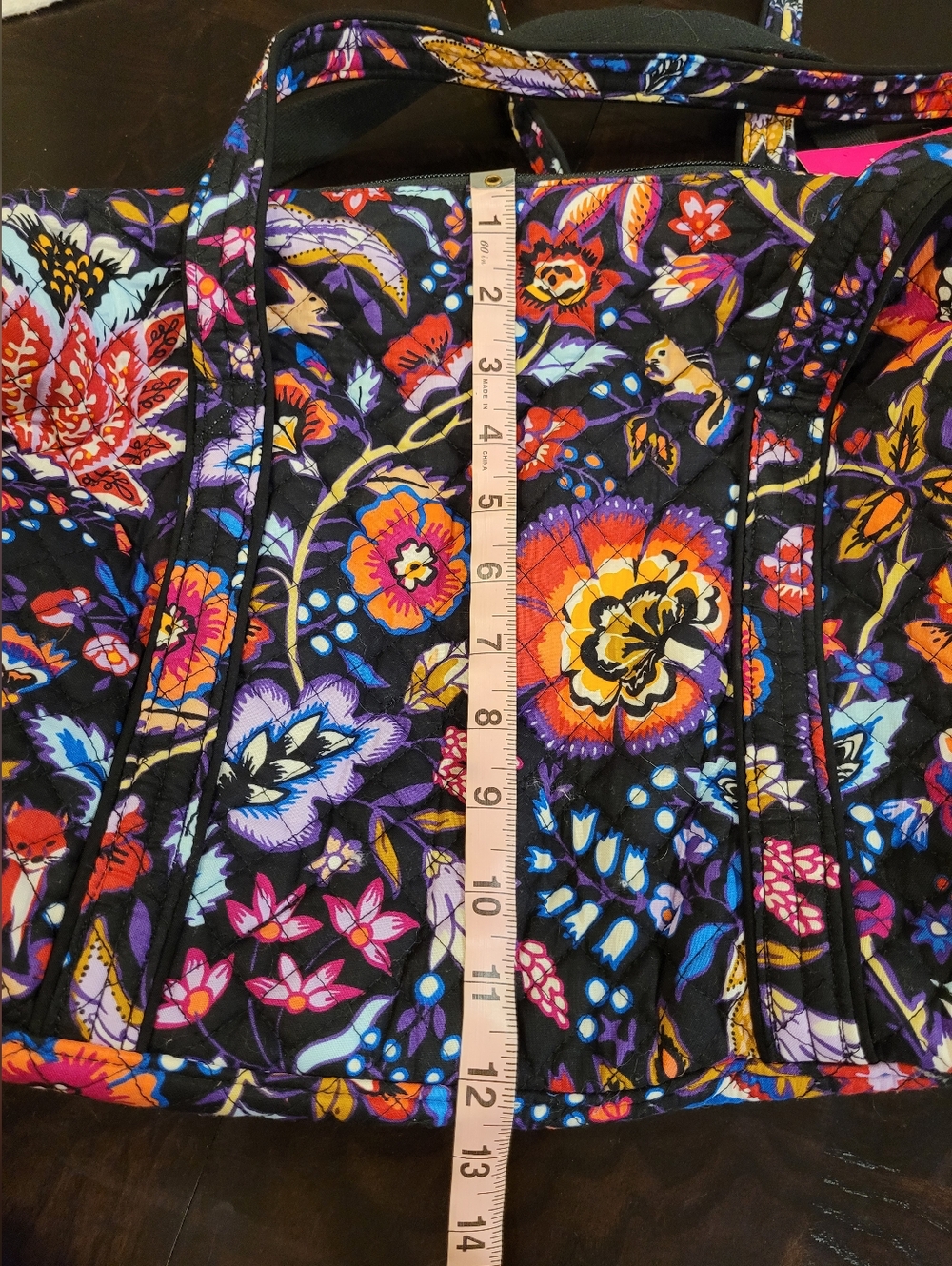 Vera Bradley Black Floral Quilted Duffel Bag - Picture 7 of 10